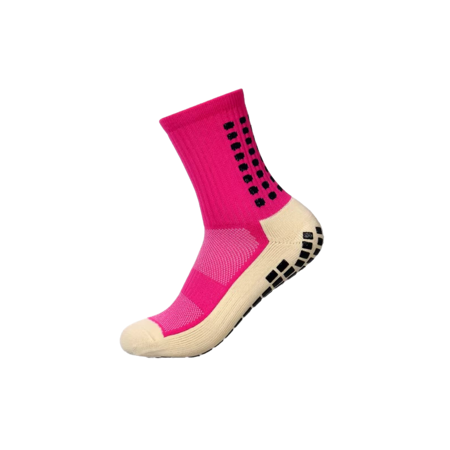 MEDIA DEPORTIVA DE FUTBOL ANTIDESLIZANTE CORTA FUCSIA