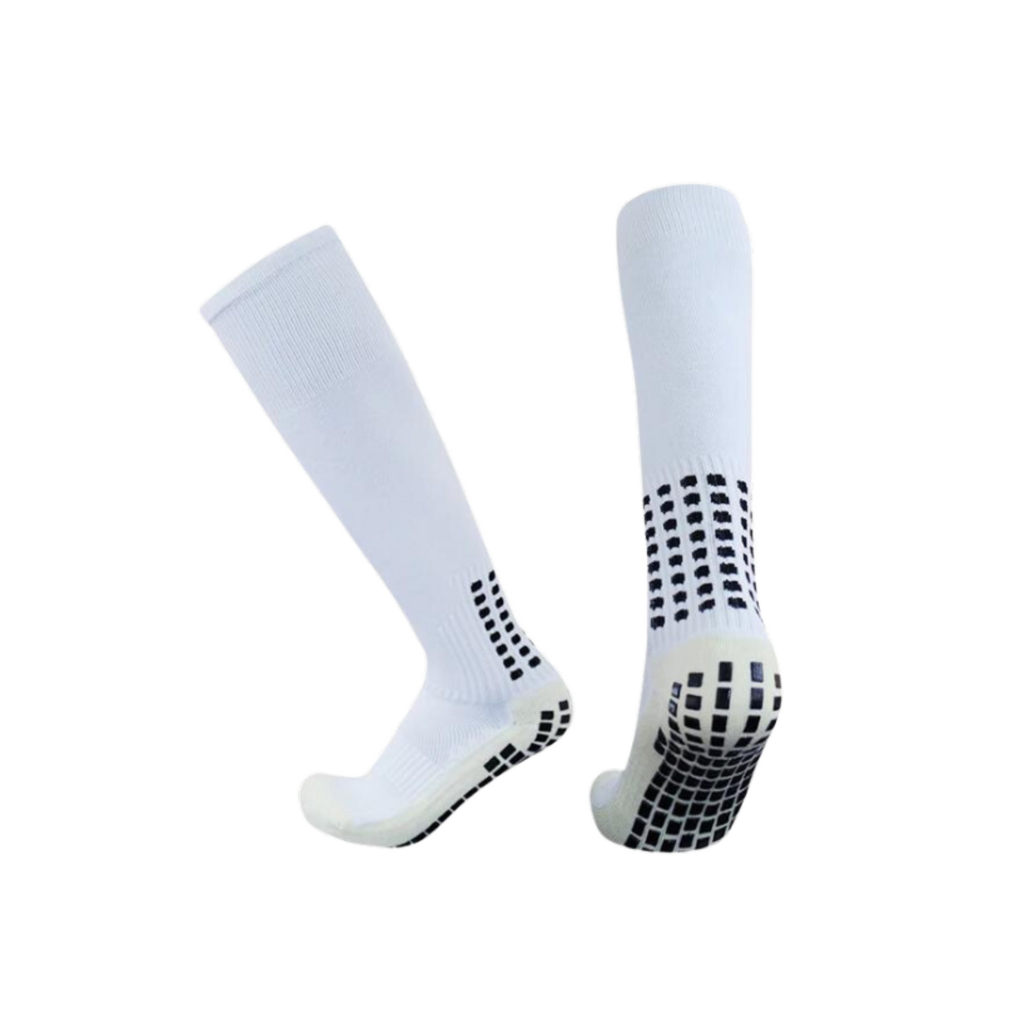 MEDIA DEPORTIVA DE FUTBOL ANTIDESLIZANTE LARGA BLANCA