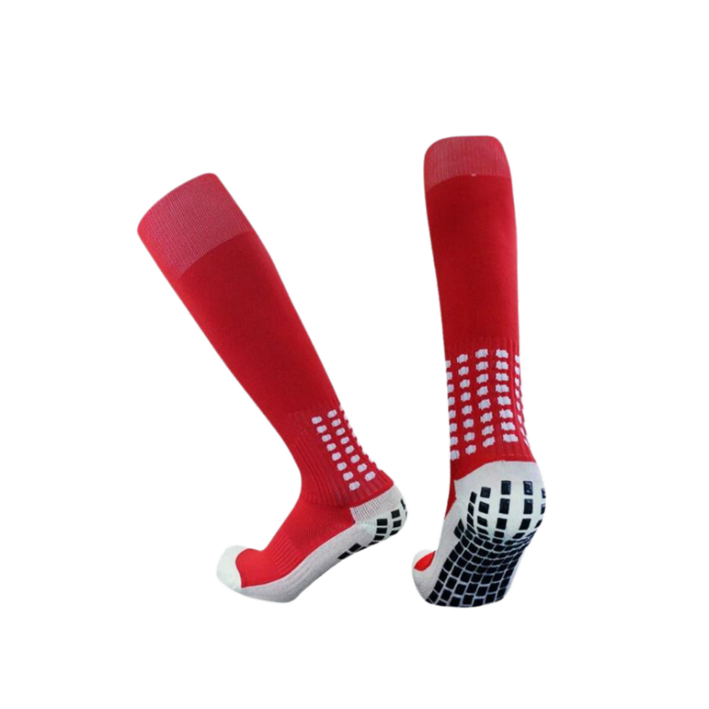 MEDIA DEPORTIVA DE FUTBOL ANTIDESLIZANTE LARGA ROJA