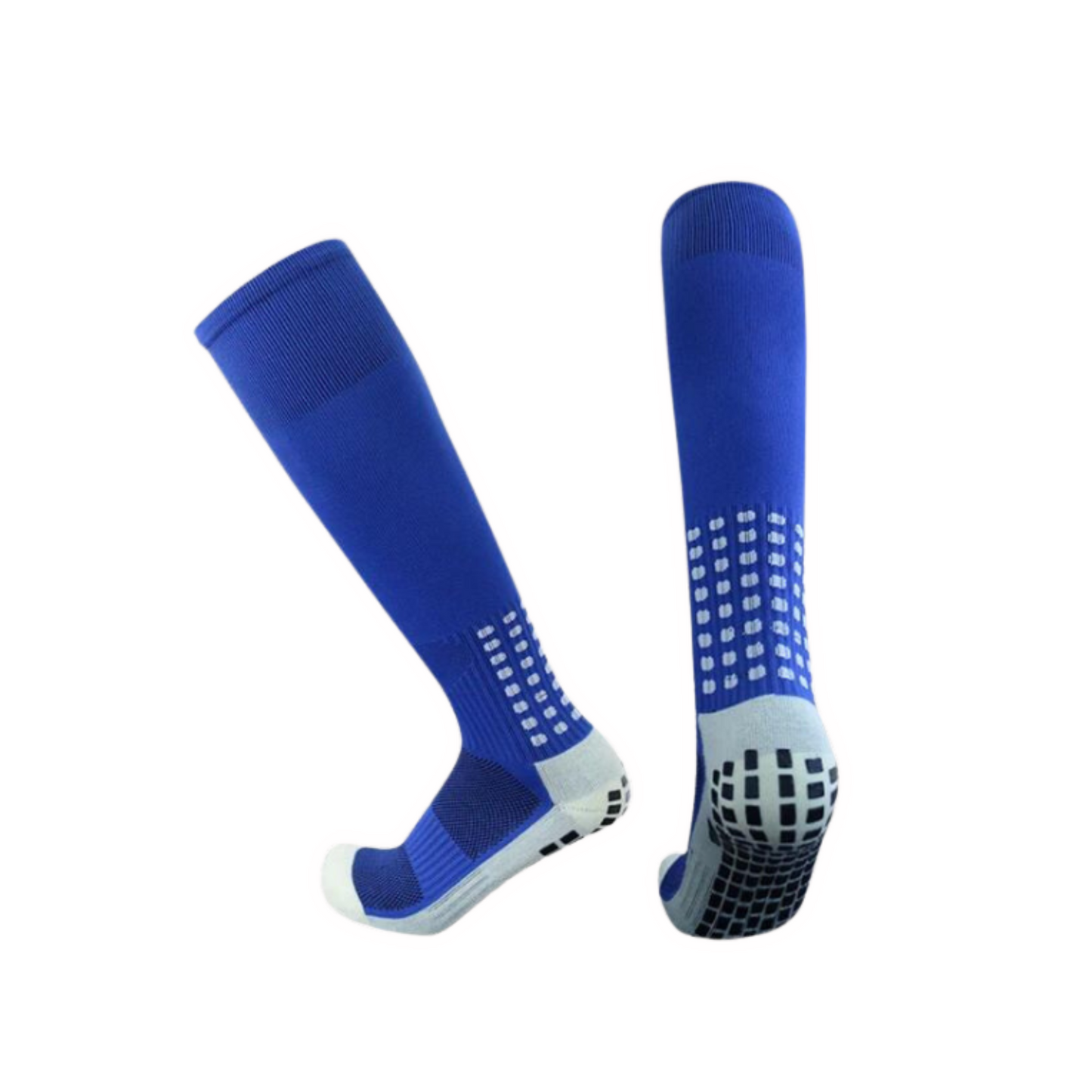 MEDIA DEPORTIVA DE FUTBOL ANTIDESLIZANTE LARGA AZUL