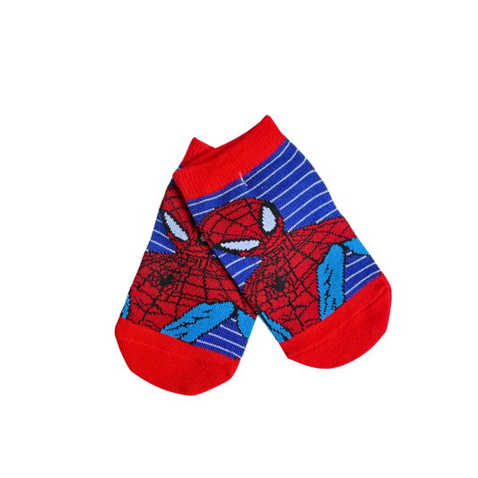 MEDIA ANIMADA INFANTIL CORTA ROJO HOMBRE ARAÑA AZUL
