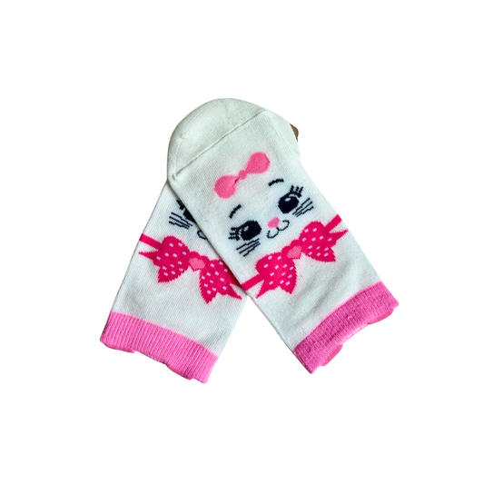 MEDIA ANIMADA INFANTIL CORTA BLANCA GATITA
